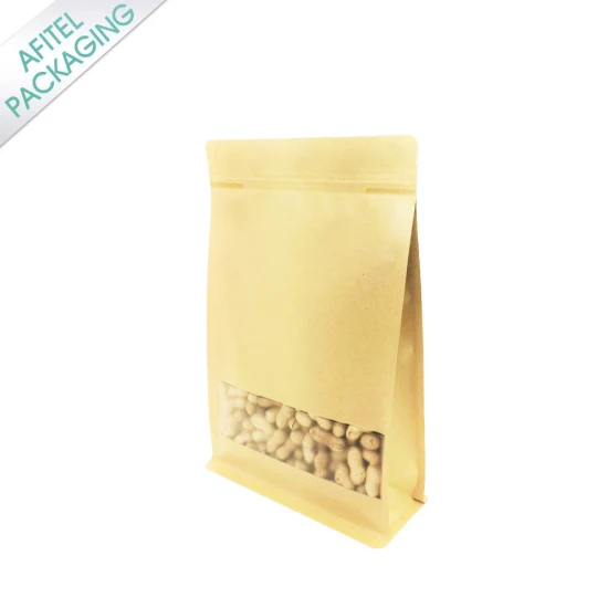 지퍼 창이 있는 고품질 자체 밀봉 평평한 바닥 비닐 봉투, 음식 및 사탕용 적층 종이 봉투, 차, 커피, 포장 봉투/크래프트 종이 봉투를 사용자 정의하십시오.