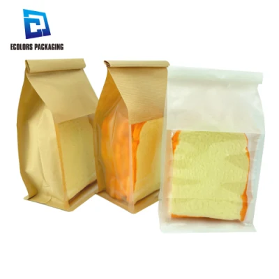 평평한 바닥과 맞춤형 크기 거싯 및 주석 타이가 있는 적층 플라스틱 크래프트 종이 빵 가방