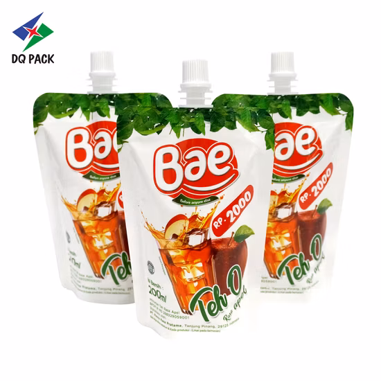 백색 PE doypack 플라스틱 포장은 광택 있는 표면을 가진 주둥이 부대를 서 있습니다